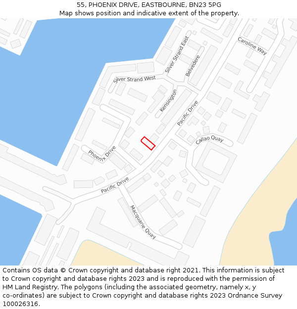55, PHOENIX DRIVE, EASTBOURNE, BN23 5PG: Location map and indicative extent of plot