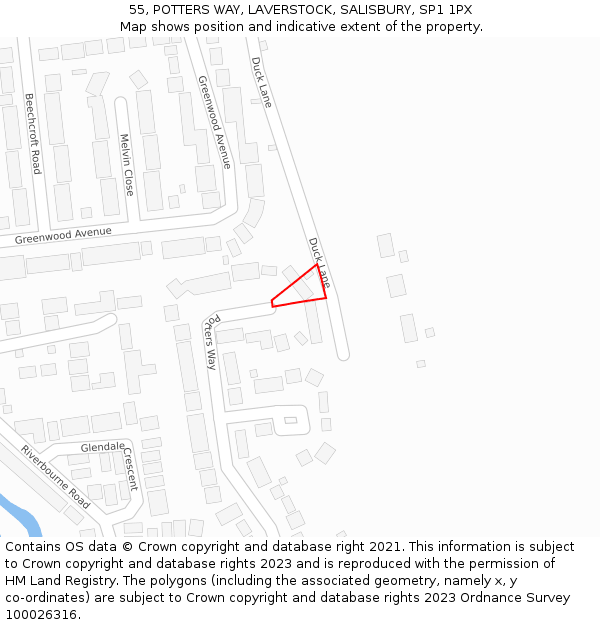55, POTTERS WAY, LAVERSTOCK, SALISBURY, SP1 1PX: Location map and indicative extent of plot