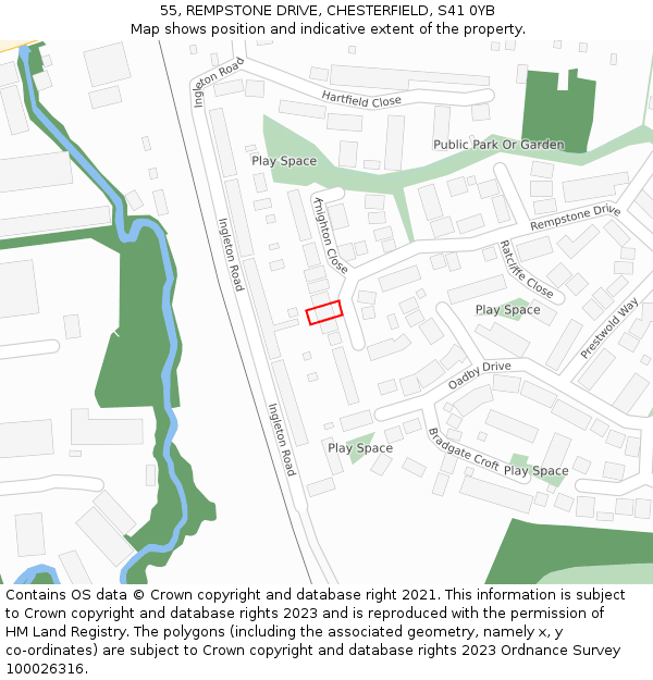 55, REMPSTONE DRIVE, CHESTERFIELD, S41 0YB: Location map and indicative extent of plot