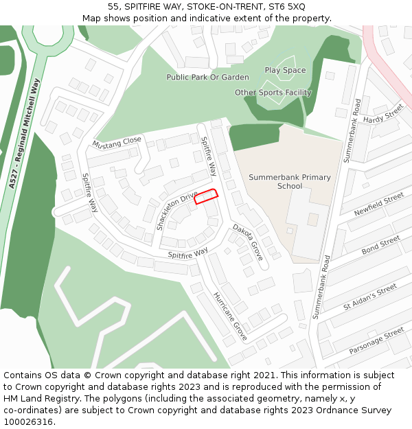 55, SPITFIRE WAY, STOKE-ON-TRENT, ST6 5XQ: Location map and indicative extent of plot