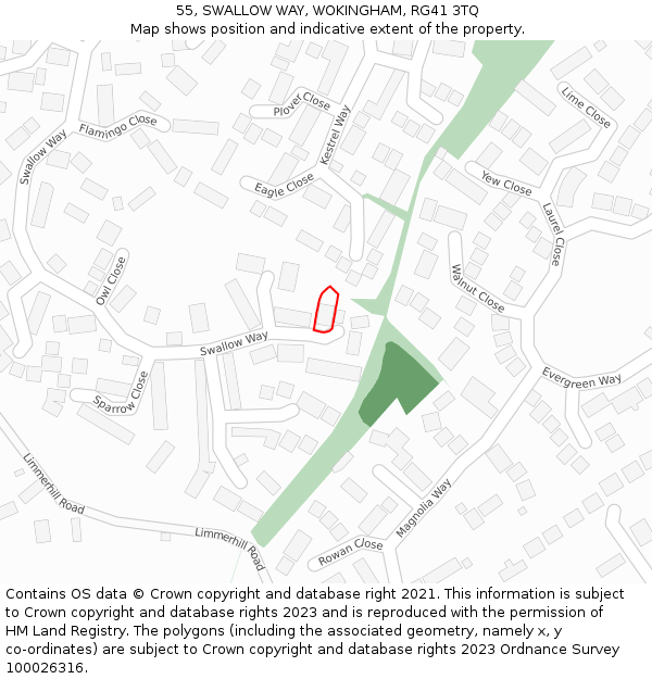 55, SWALLOW WAY, WOKINGHAM, RG41 3TQ: Location map and indicative extent of plot