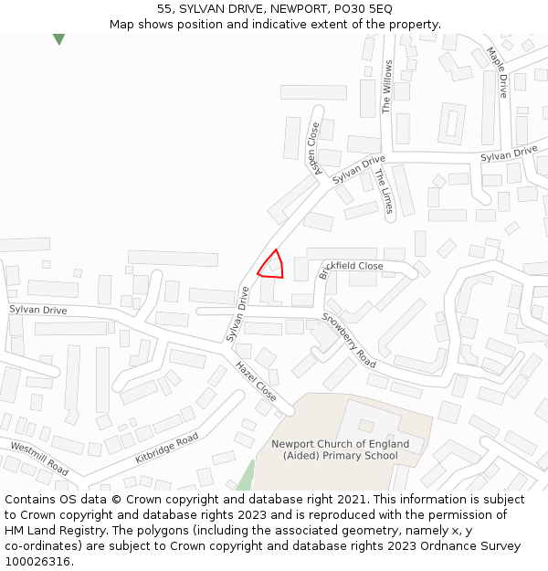 55, SYLVAN DRIVE, NEWPORT, PO30 5EQ: Location map and indicative extent of plot