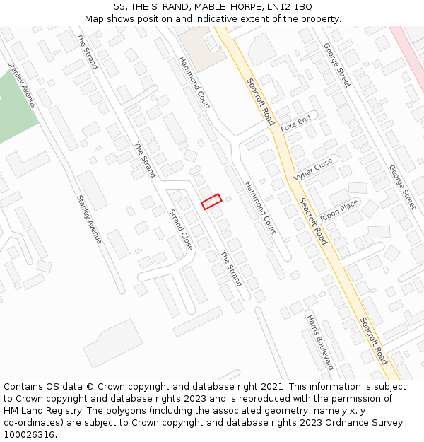 55, THE STRAND, MABLETHORPE, LN12 1BQ: Location map and indicative extent of plot