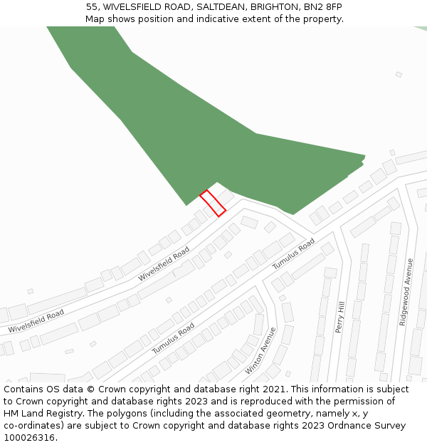 55, WIVELSFIELD ROAD, SALTDEAN, BRIGHTON, BN2 8FP: Location map and indicative extent of plot