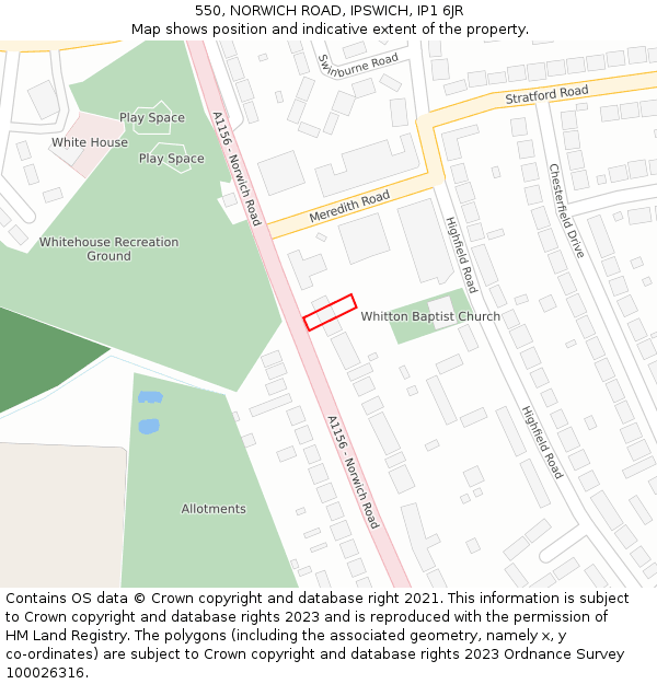 550, NORWICH ROAD, IPSWICH, IP1 6JR: Location map and indicative extent of plot