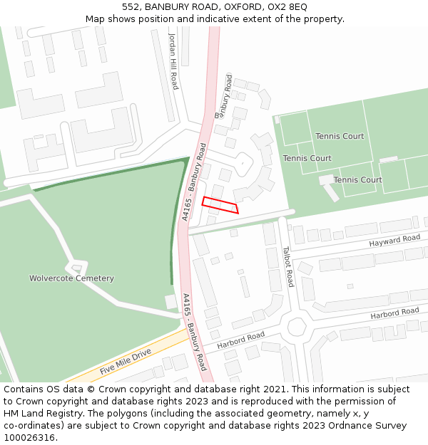 552, BANBURY ROAD, OXFORD, OX2 8EQ: Location map and indicative extent of plot