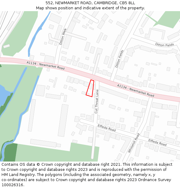 552, NEWMARKET ROAD, CAMBRIDGE, CB5 8LL: Location map and indicative extent of plot