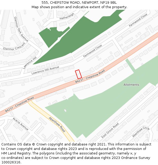 555, CHEPSTOW ROAD, NEWPORT, NP19 9BL: Location map and indicative extent of plot