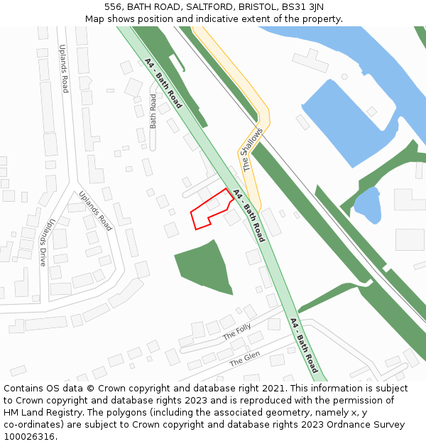 556, BATH ROAD, SALTFORD, BRISTOL, BS31 3JN: Location map and indicative extent of plot