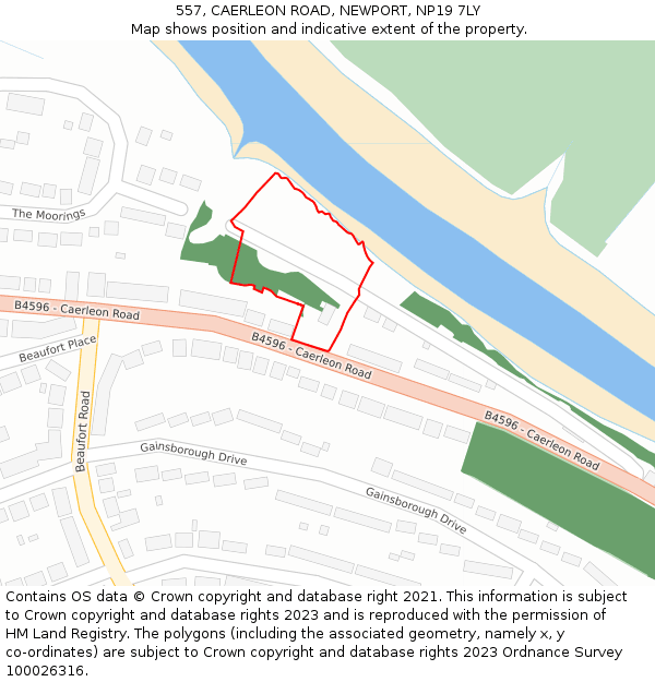 557, CAERLEON ROAD, NEWPORT, NP19 7LY: Location map and indicative extent of plot