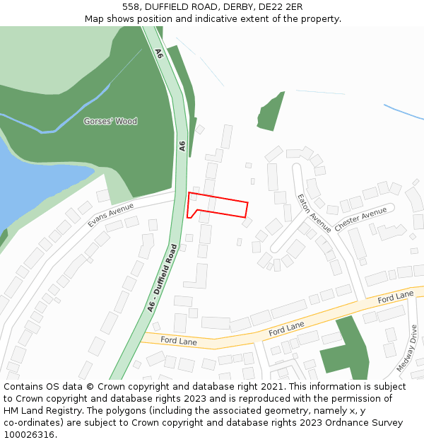558, DUFFIELD ROAD, DERBY, DE22 2ER: Location map and indicative extent of plot