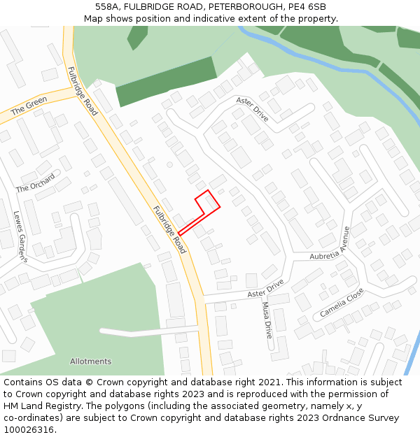 558A, FULBRIDGE ROAD, PETERBOROUGH, PE4 6SB: Location map and indicative extent of plot