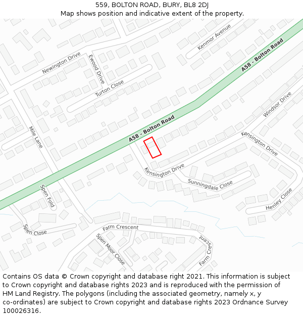 559, BOLTON ROAD, BURY, BL8 2DJ: Location map and indicative extent of plot