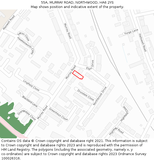 55A, MURRAY ROAD, NORTHWOOD, HA6 2YS: Location map and indicative extent of plot