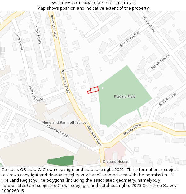 55D, RAMNOTH ROAD, WISBECH, PE13 2JB: Location map and indicative extent of plot