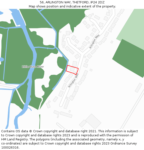 56, ARLINGTON WAY, THETFORD, IP24 2DZ: Location map and indicative extent of plot