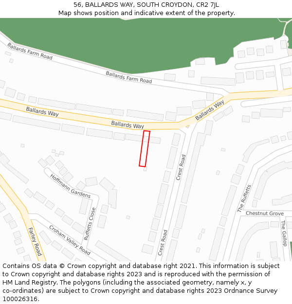 56, BALLARDS WAY, SOUTH CROYDON, CR2 7JL: Location map and indicative extent of plot