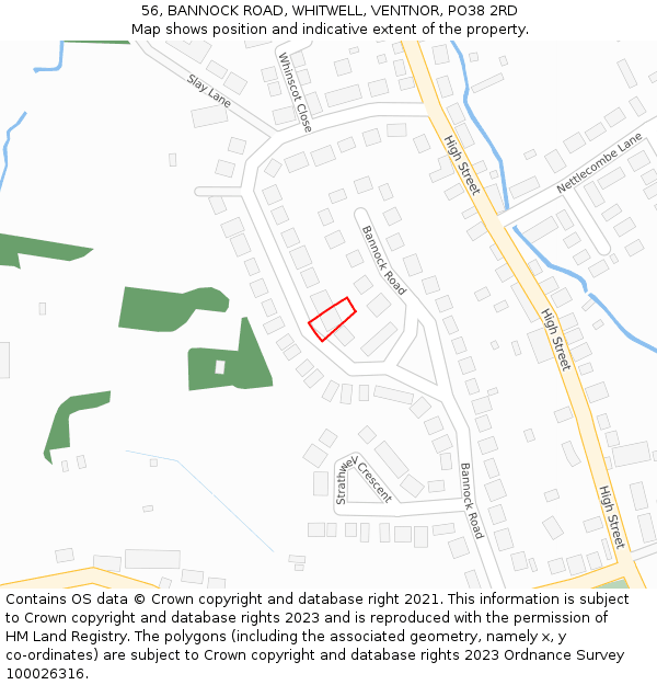 56, BANNOCK ROAD, WHITWELL, VENTNOR, PO38 2RD: Location map and indicative extent of plot