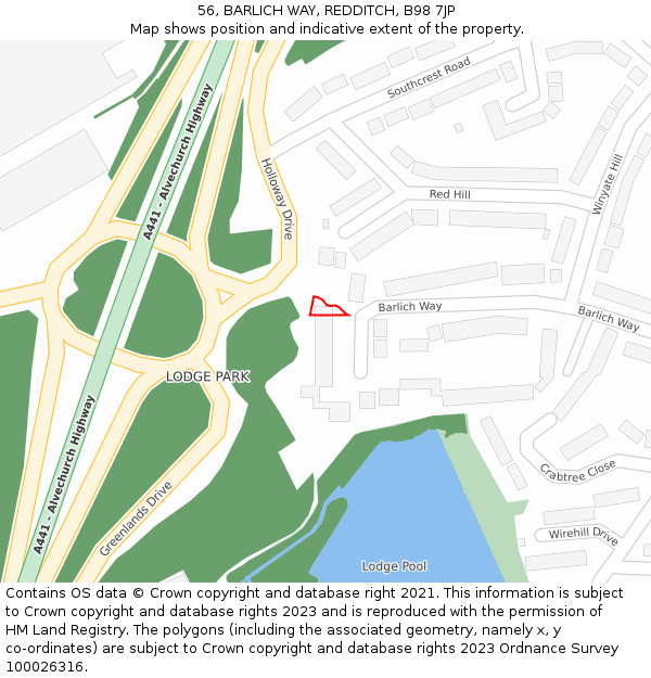 56, BARLICH WAY, REDDITCH, B98 7JP: Location map and indicative extent of plot
