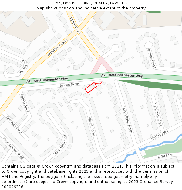 56, BASING DRIVE, BEXLEY, DA5 1ER: Location map and indicative extent of plot
