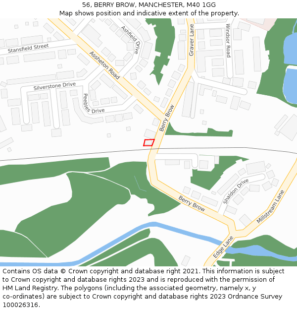 56, BERRY BROW, MANCHESTER, M40 1GG: Location map and indicative extent of plot