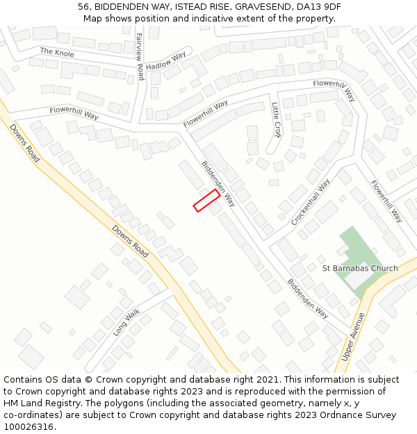 56, BIDDENDEN WAY, ISTEAD RISE, GRAVESEND, DA13 9DF: Location map and indicative extent of plot