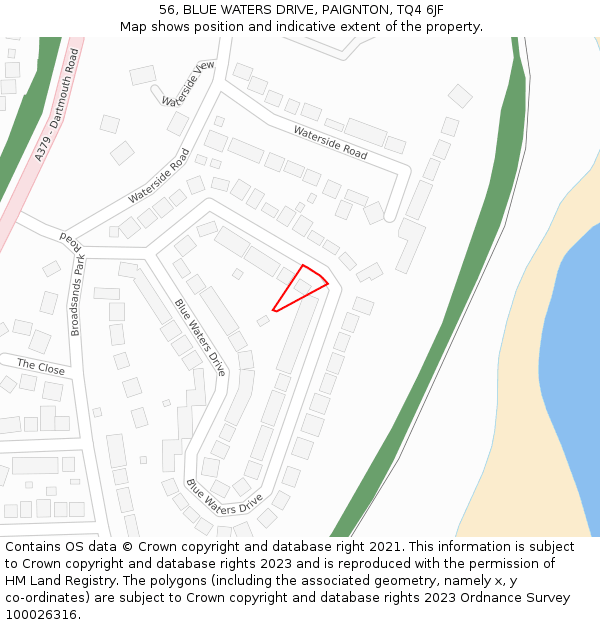 56, BLUE WATERS DRIVE, PAIGNTON, TQ4 6JF: Location map and indicative extent of plot