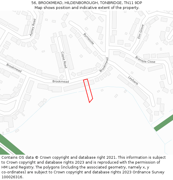 56, BROOKMEAD, HILDENBOROUGH, TONBRIDGE, TN11 9DP: Location map and indicative extent of plot