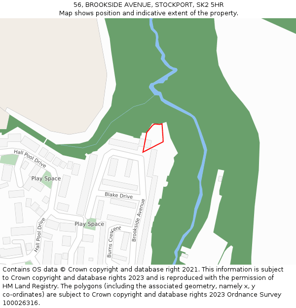 56, BROOKSIDE AVENUE, STOCKPORT, SK2 5HR: Location map and indicative extent of plot