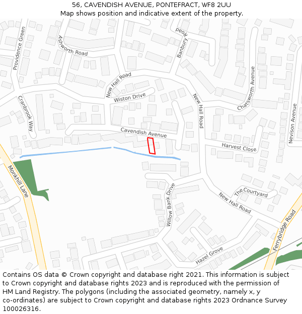 56, CAVENDISH AVENUE, PONTEFRACT, WF8 2UU: Location map and indicative extent of plot