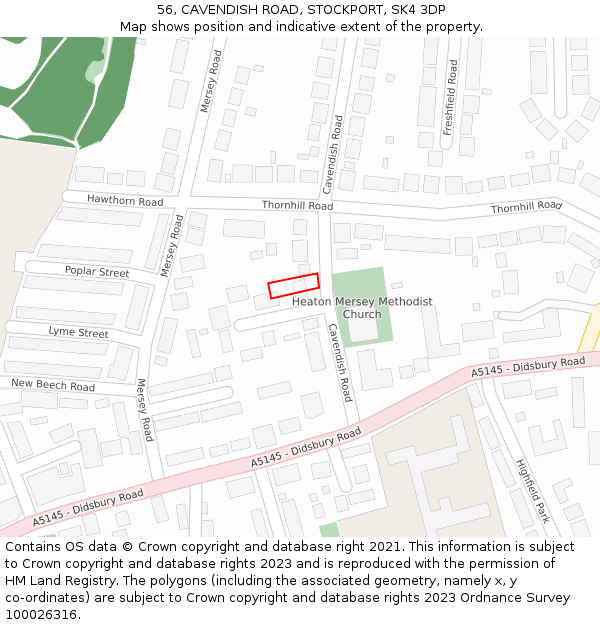 56, CAVENDISH ROAD, STOCKPORT, SK4 3DP: Location map and indicative extent of plot