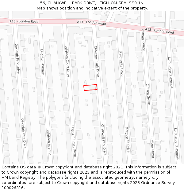 56, CHALKWELL PARK DRIVE, LEIGH-ON-SEA, SS9 1NJ: Location map and indicative extent of plot