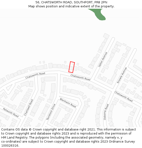 56, CHATSWORTH ROAD, SOUTHPORT, PR8 2PN: Location map and indicative extent of plot