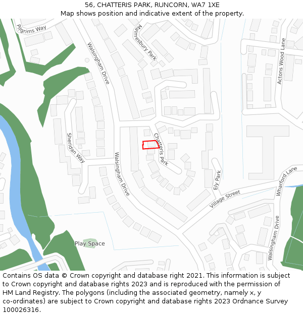 56, CHATTERIS PARK, RUNCORN, WA7 1XE: Location map and indicative extent of plot