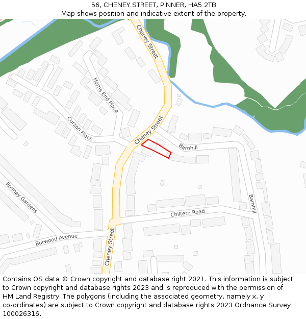 56, CHENEY STREET, PINNER, HA5 2TB: Location map and indicative extent of plot