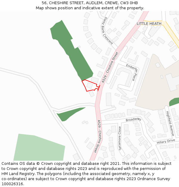 56, CHESHIRE STREET, AUDLEM, CREWE, CW3 0HB: Location map and indicative extent of plot