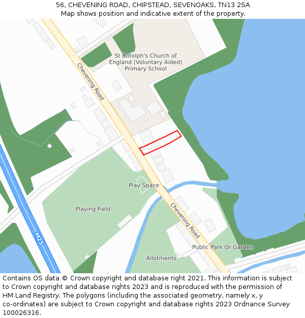 56, CHEVENING ROAD, CHIPSTEAD, SEVENOAKS, TN13 2SA: Location map and indicative extent of plot