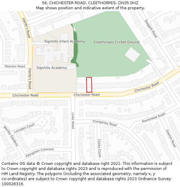 56, CHICHESTER ROAD, CLEETHORPES, DN35 0HZ: Location map and indicative extent of plot