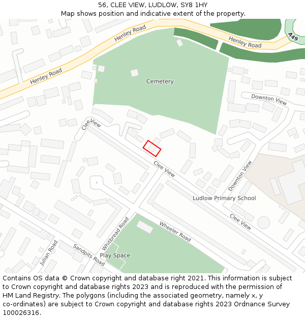 56, CLEE VIEW, LUDLOW, SY8 1HY: Location map and indicative extent of plot