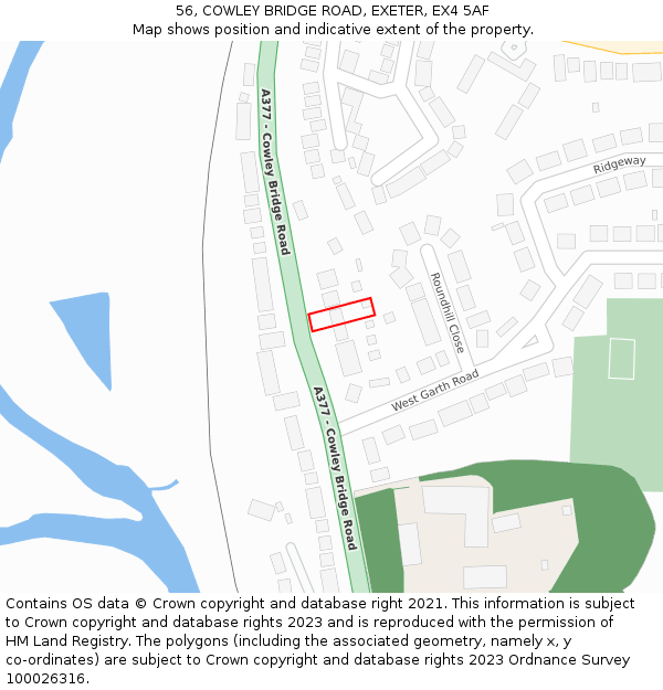 56, COWLEY BRIDGE ROAD, EXETER, EX4 5AF: Location map and indicative extent of plot
