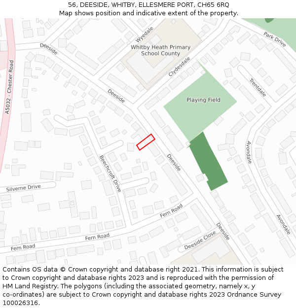 56, DEESIDE, WHITBY, ELLESMERE PORT, CH65 6RQ: Location map and indicative extent of plot