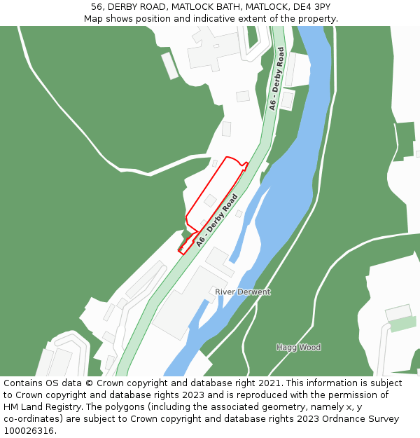 56, DERBY ROAD, MATLOCK BATH, MATLOCK, DE4 3PY: Location map and indicative extent of plot