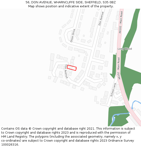 56, DON AVENUE, WHARNCLIFFE SIDE, SHEFFIELD, S35 0BZ: Location map and indicative extent of plot