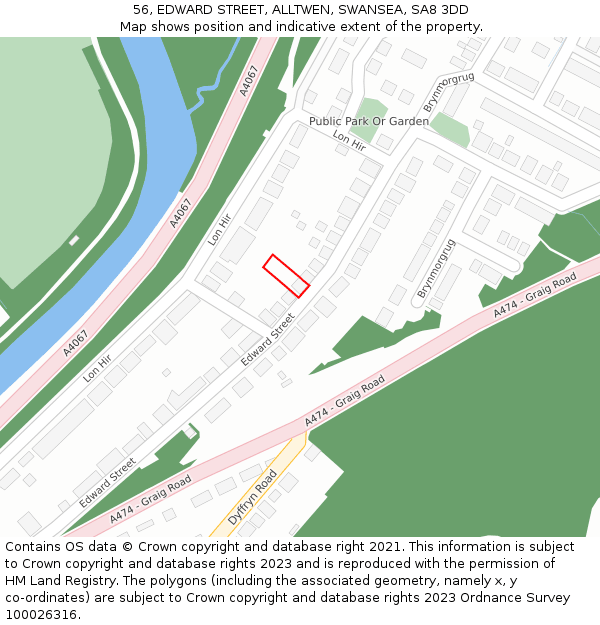 56, EDWARD STREET, ALLTWEN, SWANSEA, SA8 3DD: Location map and indicative extent of plot