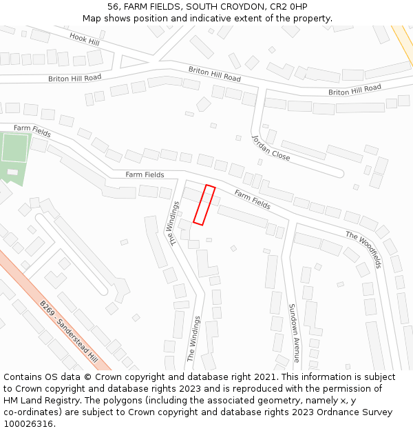 56, FARM FIELDS, SOUTH CROYDON, CR2 0HP: Location map and indicative extent of plot