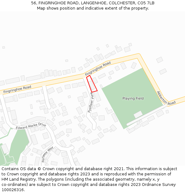 56, FINGRINGHOE ROAD, LANGENHOE, COLCHESTER, CO5 7LB: Location map and indicative extent of plot