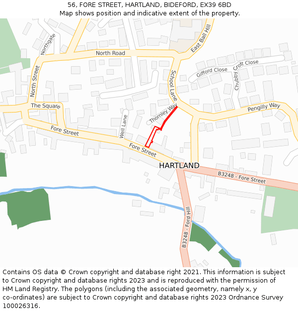 56, FORE STREET, HARTLAND, BIDEFORD, EX39 6BD: Location map and indicative extent of plot