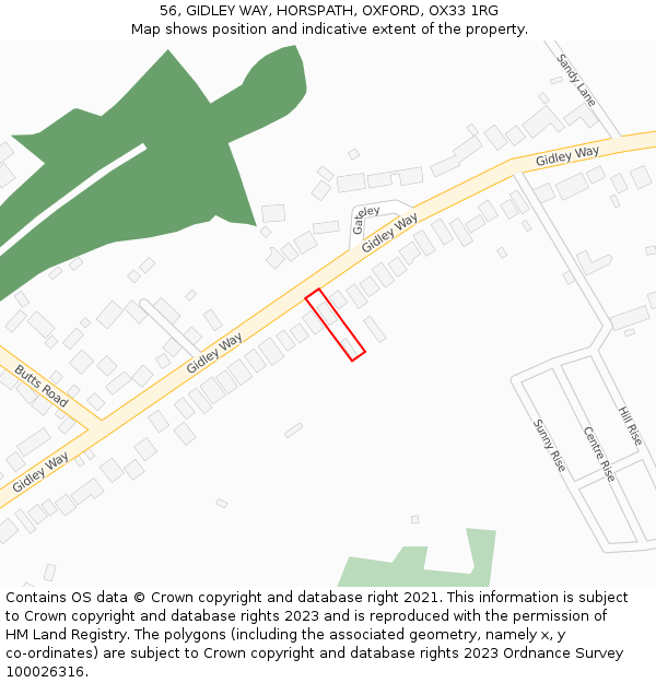 56, GIDLEY WAY, HORSPATH, OXFORD, OX33 1RG: Location map and indicative extent of plot