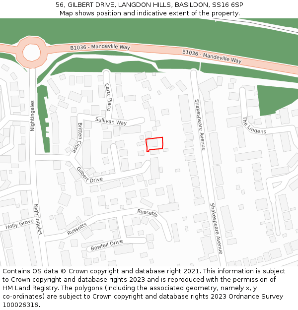 56, GILBERT DRIVE, LANGDON HILLS, BASILDON, SS16 6SP: Location map and indicative extent of plot