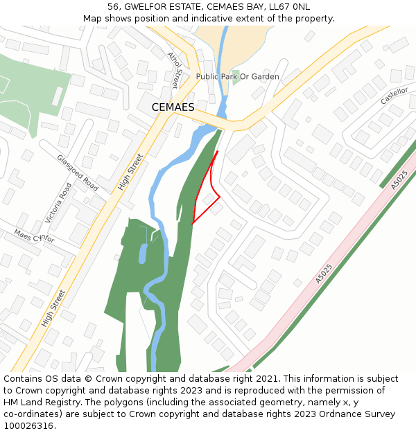 56, GWELFOR ESTATE, CEMAES BAY, LL67 0NL: Location map and indicative extent of plot